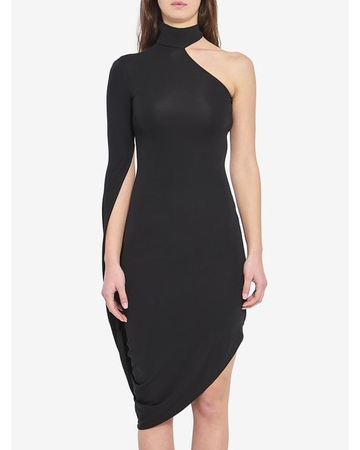 Alexander Wang Black Draped Midi Dress