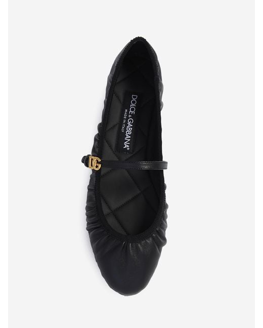 Dolce & Gabbana Black Satin Ballet Flats