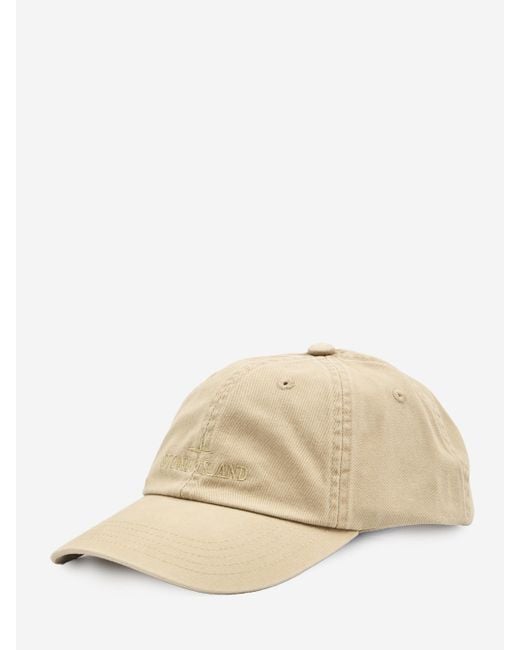 Stone Island Natural Baseball Hat With Embroidery for men