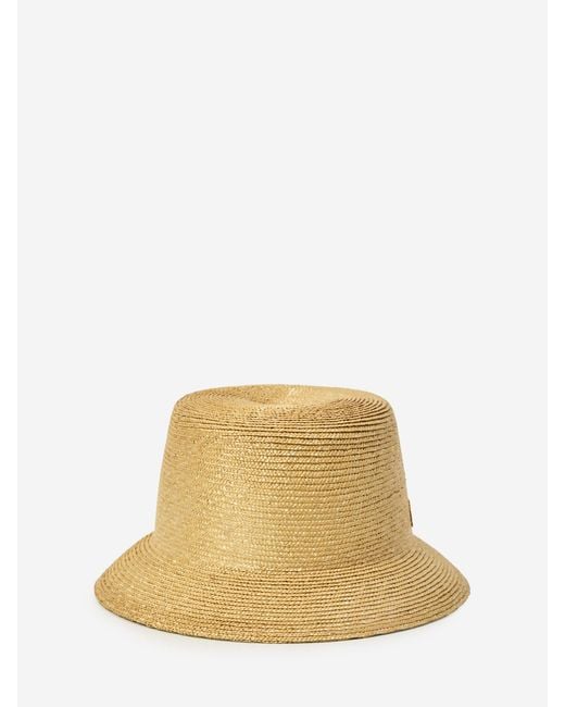 Saint Laurent Natural Woven Straw Fedora Hat