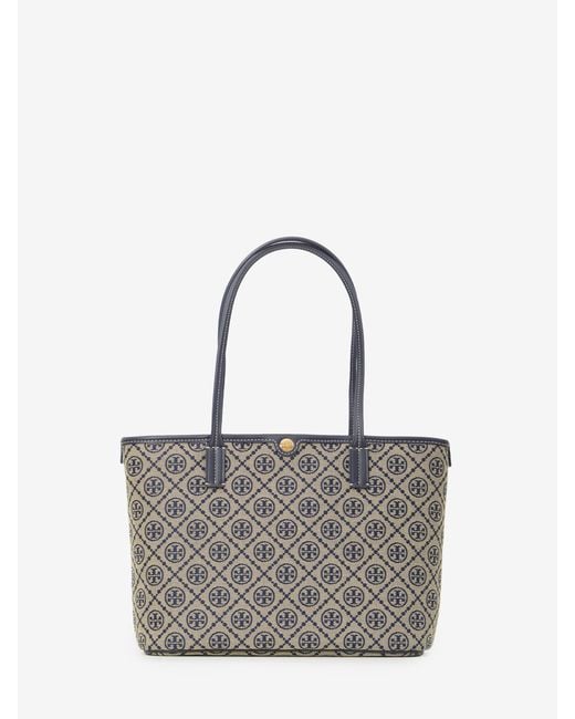 Tory Burch Gray T Monogram Tote Bag Small