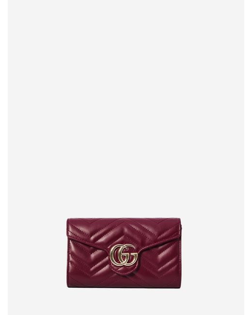 Gucci Purple Gg Marmont 2.0 Wallet On Chain