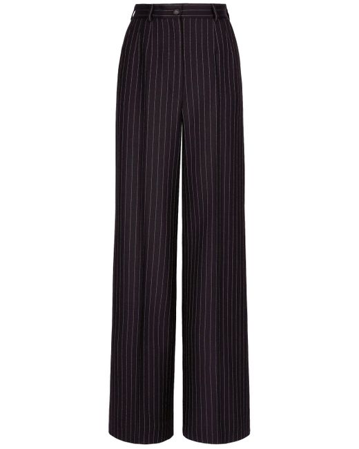 Dolce & Gabbana Blue Pinstriped Wool Pants