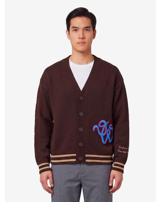 Off-White c/o Virgil Abloh Purple Cat Off Varsity Knit Cardigan for men