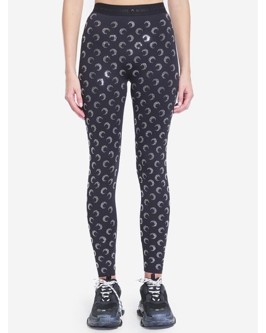 MARINE SERRE Blue Moon Rhinestoned Leggings