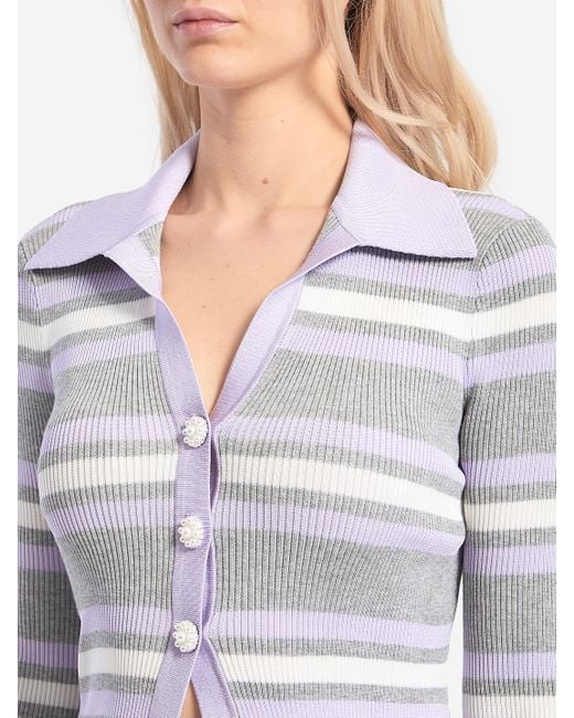 Top A Maglia A Righe di Self-Portrait in White