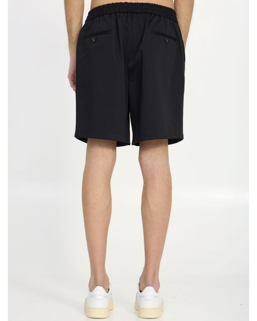 AMI Black Cotton Bermuda Shorts for men