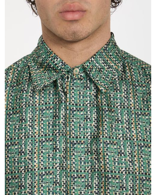 Fendi Green Ff Silk Shirt for men