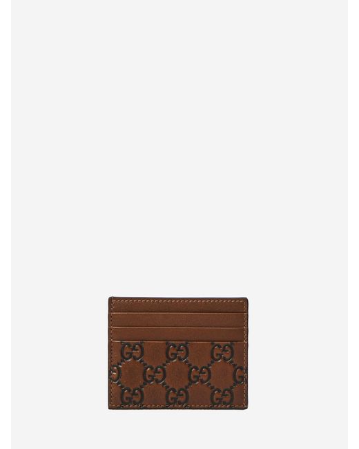 Gucci Brown Gg Emblem Card Holder for men