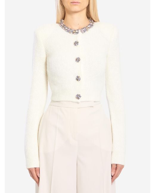 Self-Portrait Natural Embellished Trim Cardigan