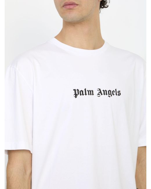 Palm Angels White Logo Tshirt for men