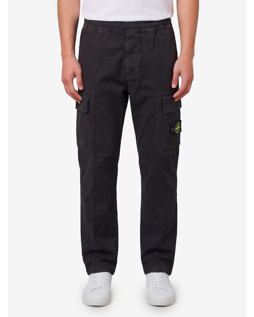 Stone Island Black Loosefit Stretch Trousers for men