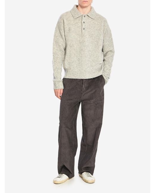 AMI Gray Corduroy Velvet Pants for men