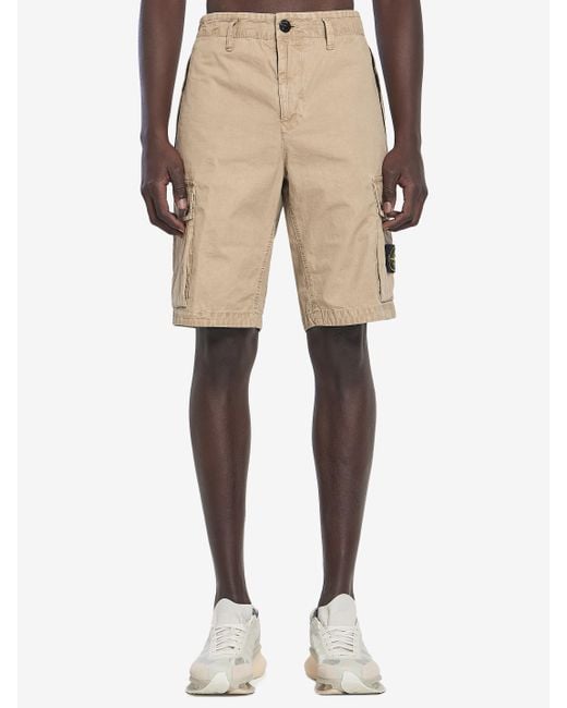 Stone Island Natural Slim Cargo Bermuda Shorts for men