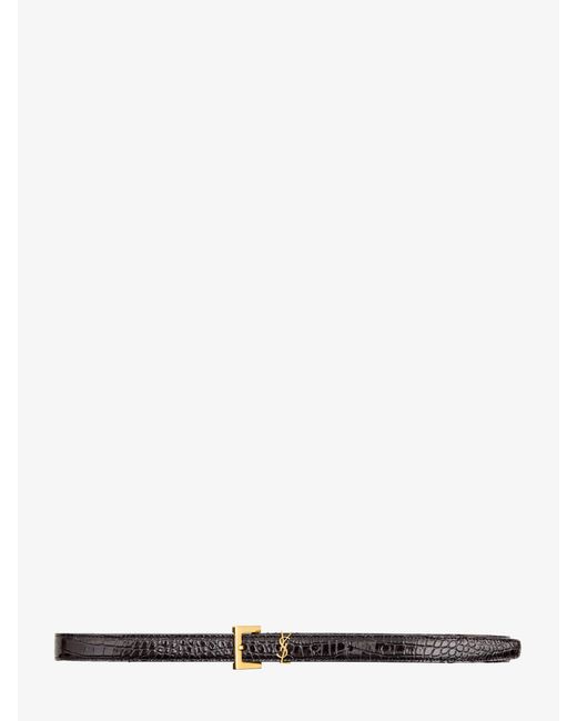Saint Laurent White Cassandre Thin Belt