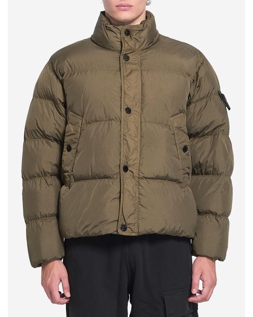 Stone Island Brown Crinkle Reps Ny Puffer Jacket for men