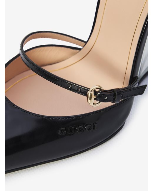 Sabot Con Zeppa Trasparente di Gucci in White
