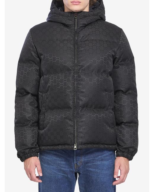 Piumino Imbottito Gg Monogram di Gucci in Black da Uomo