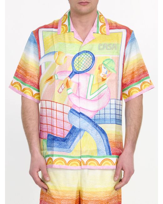 Casablancabrand Gray Crayon Tennis Player Shirt for men