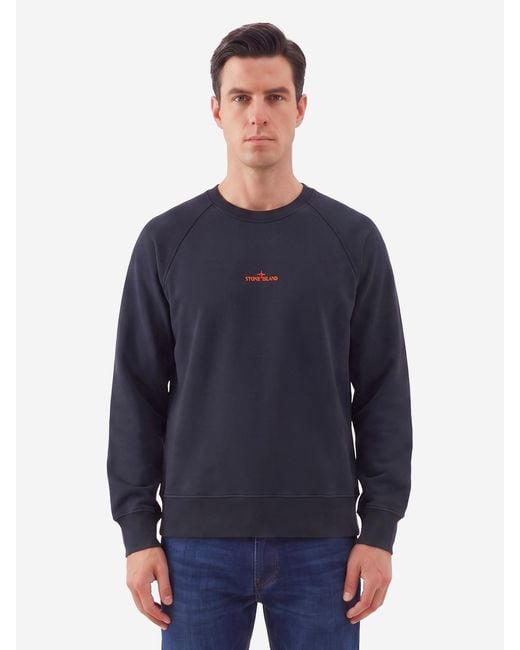 Stone Island Blue Desert Print Crewneck Sweatshirt for men