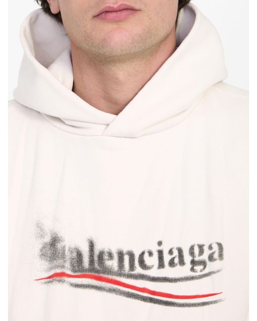 Balenciaga White Political Stencil Medium Fit Hoodie for men