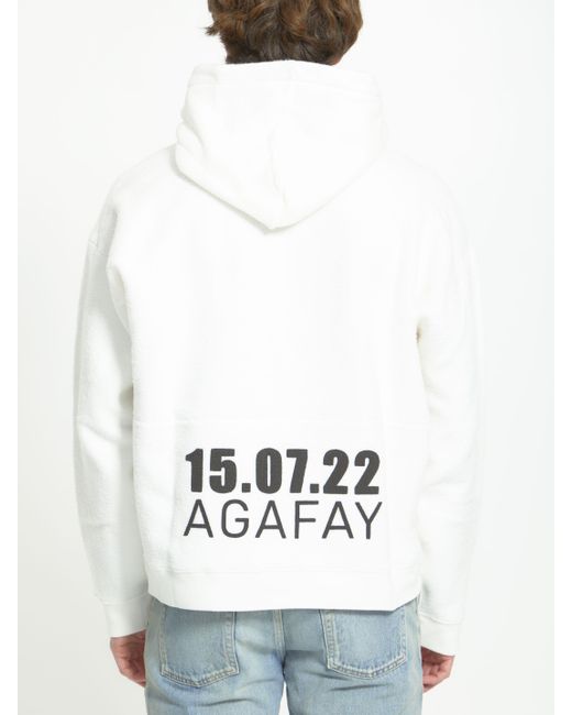 トップス Saint Laurent AGAFAY Saint Laurent Agafay Hooded Cotton Sweatshirt Cream Saint