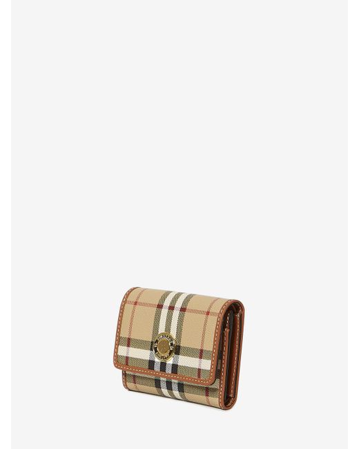 Burberry Metallic Leather And Check Wallet