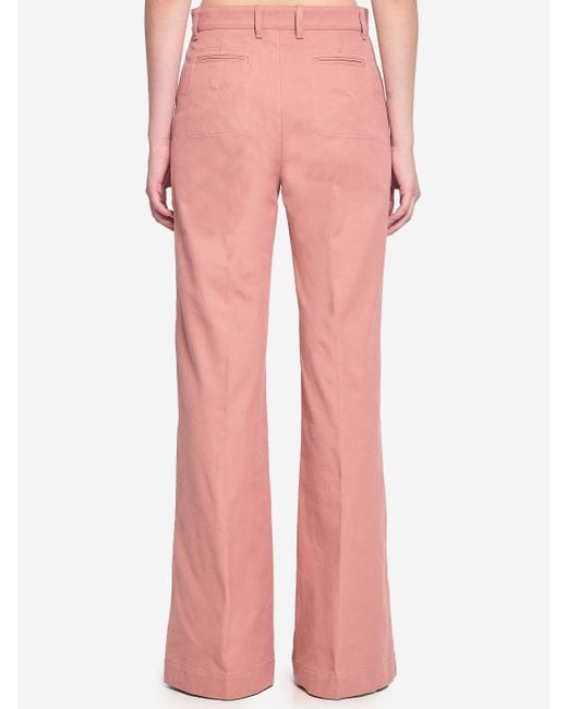 Pantaloni Flared A Vita Alta di Chloé in Pink