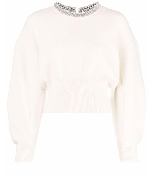Alexander Wang White Crystal Collar Sweater