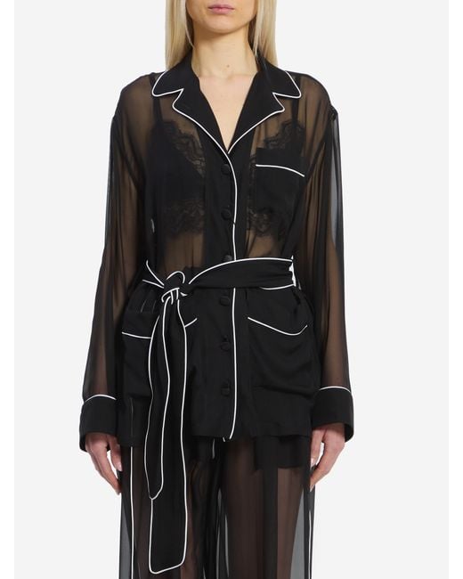 Dolce & Gabbana Black Vanity Chiffon Shirt