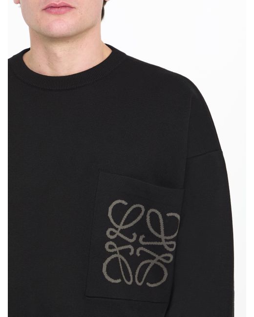 Loewe Sweater In Cotton Blend in Black for Men | Lyst