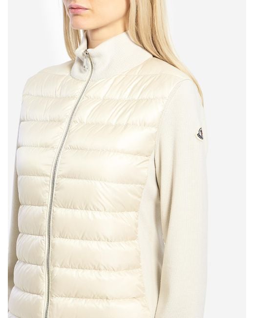 Moncler White Padded Wool Cardigan With Zip