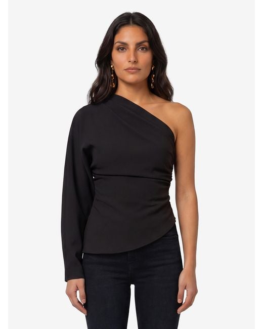 FEDERICA TOSI Black Oneshoulder Cady Blouse