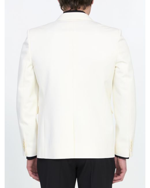 Saint Laurent White Wool Gabardine Jacket for men