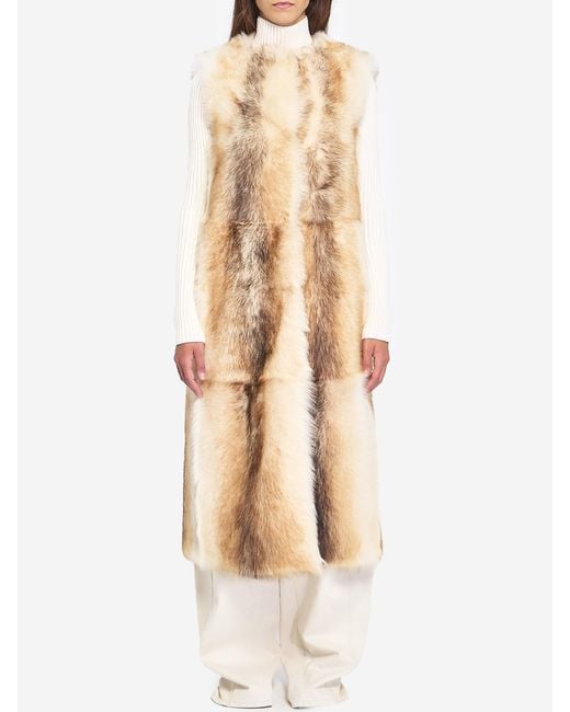 Yves Salomon Natural Long Lamb Fur Vest