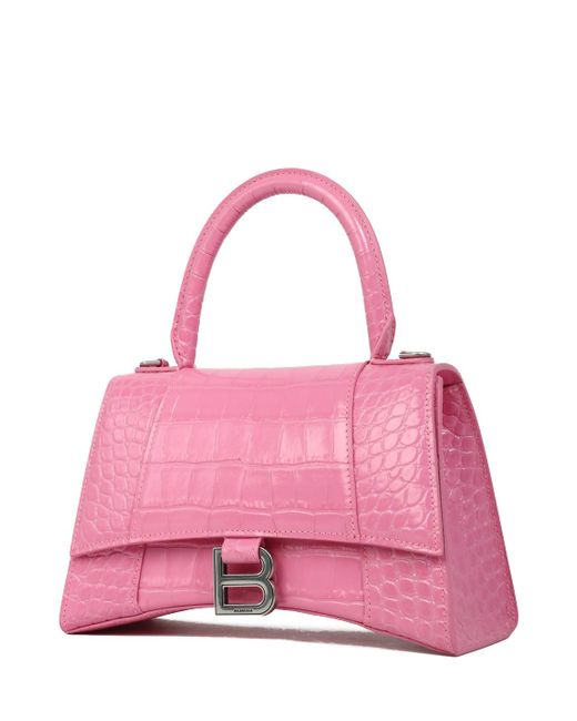 Balenciaga Suede Hourglass Small Bag in Pink - Lyst