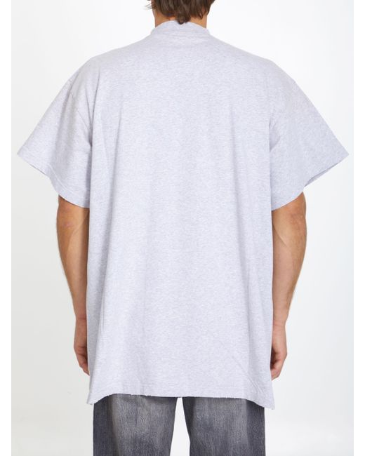 Balenciaga White Embroidered Cotton Jersey T-shirt for men