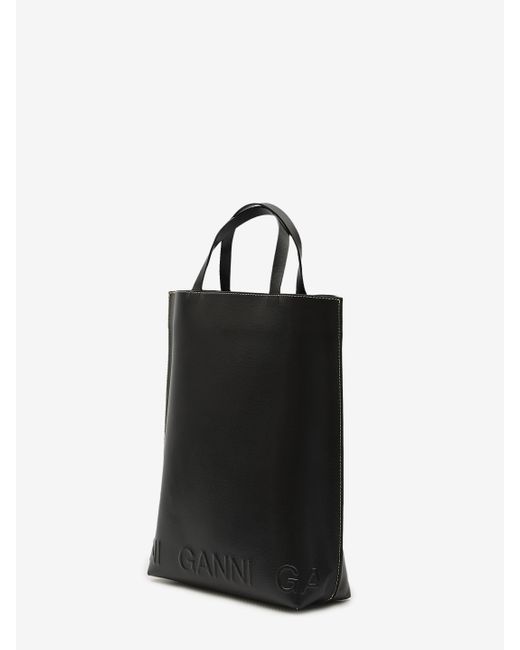Ganni Banner Medium Tote Bag in Black | Lyst