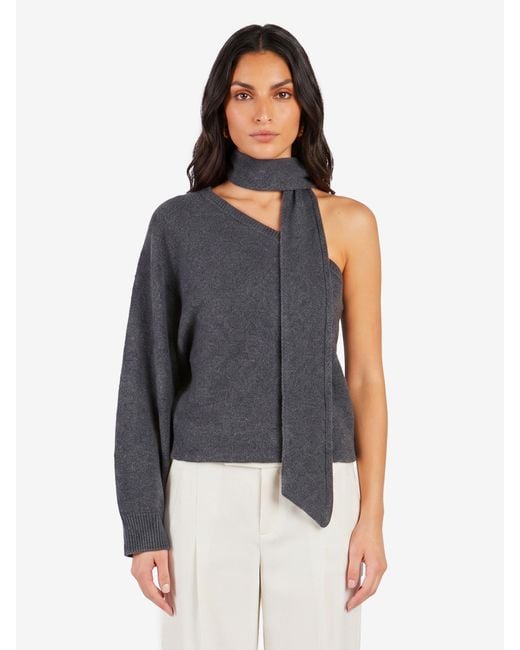 FEDERICA TOSI Blue Oneshoulder Top With Scarf Detail