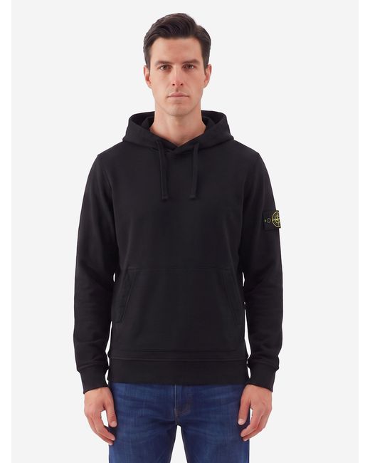 Stone Island Blue Brushed Cotton Hoodie for men
