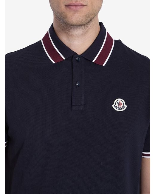 Moncler Blue Piqu Cotton Polo Shirt for men