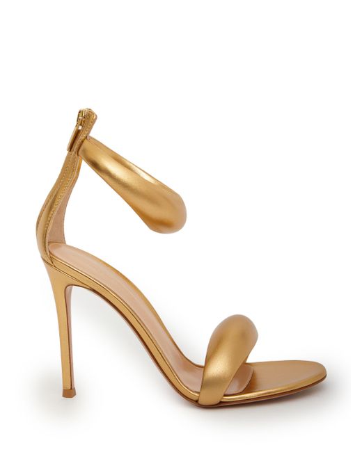 Gianvito Rossi Leather Bijoux Open Toe Ankle Strap Sandals in Gold Metallic Womens Shoes Heels Sandal heels 