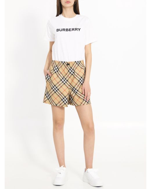 Shorts Check di Burberry in Natural