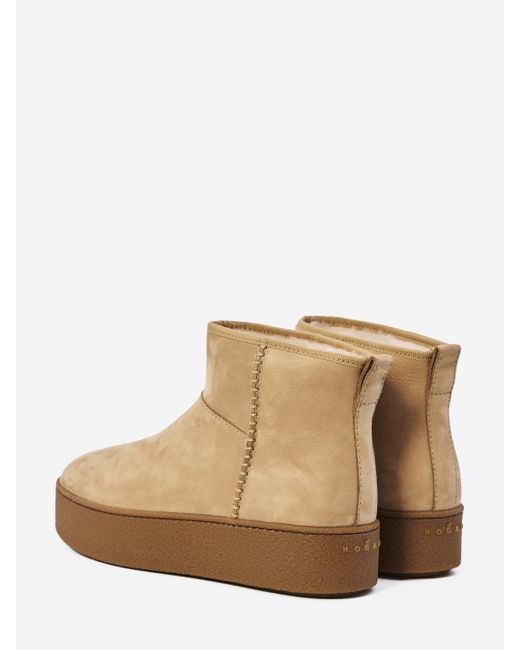 Hogan Brown Shearling Ankle Boots