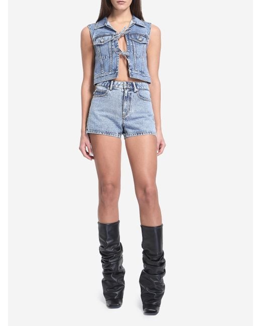 Alexander Wang Blue Clear Bead Hotfix Denim Vest