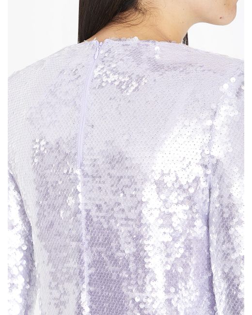 Self-Portrait Purple Sequinned Long-sleeve Top
