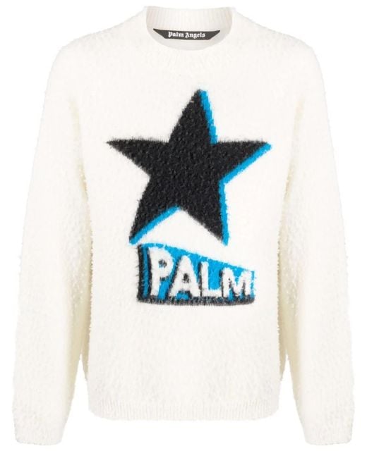 Palm Angels White Rockstar Sweater for men