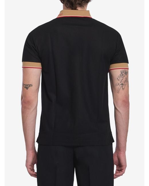 Burberry Black Piqu Cotton Polo Shirt for men