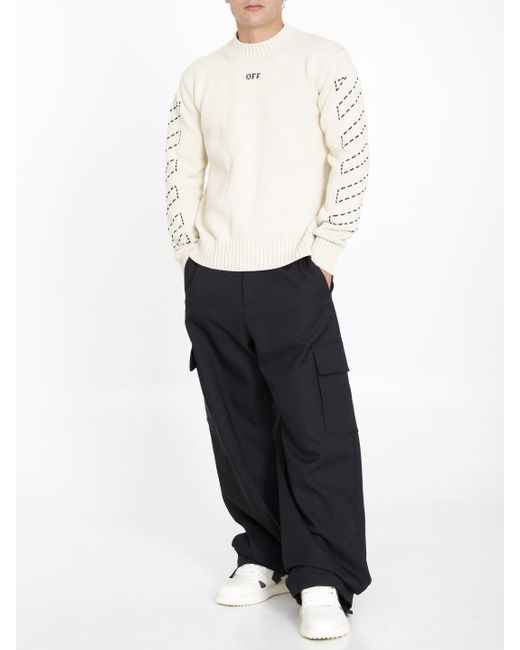 Off-White c/o Virgil Abloh Natural Stitch Arrows Diags Knit Sweater for men