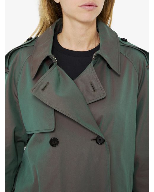 Burberry Green Long Cotton Trench Coat